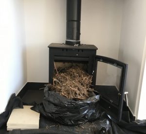 Chimney Sweep Clean with Bird Nest Removal